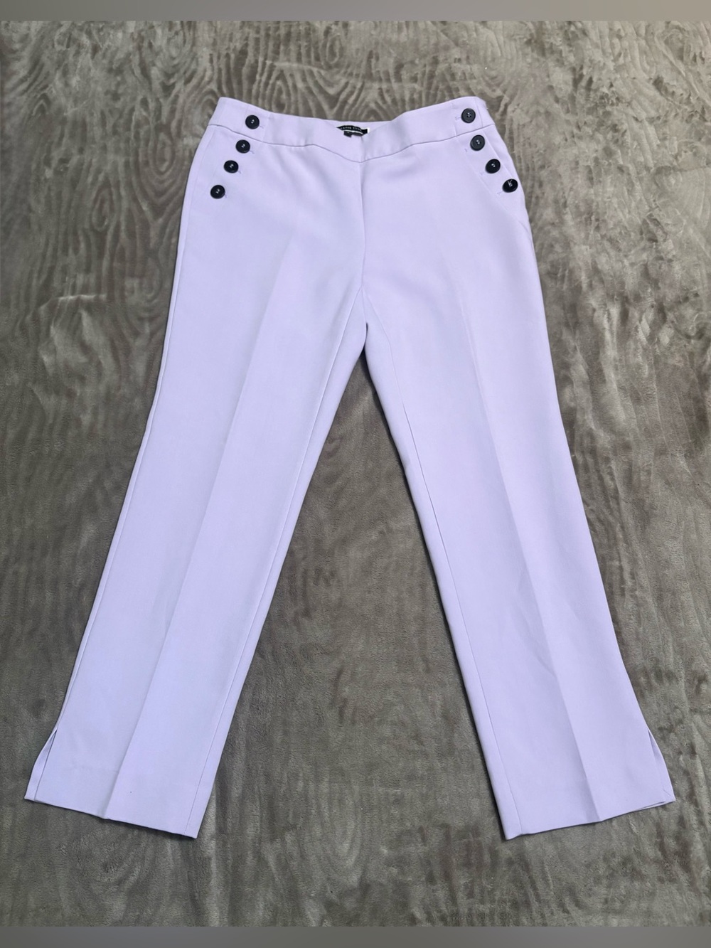 Melanie Lyne Lavender Button-Accent Straight Leg Pants